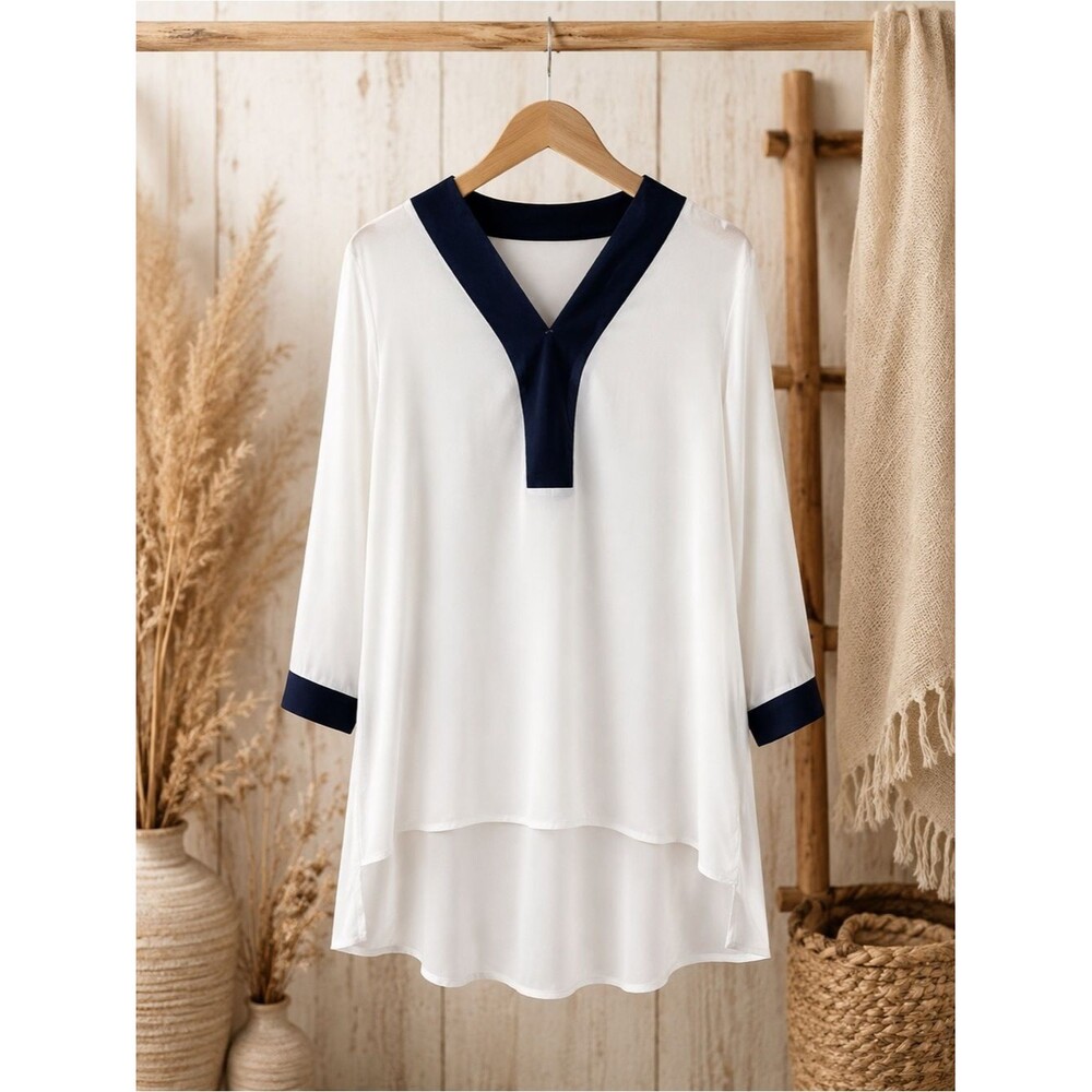 Zac & Rachel Split Neck Tunic Blouse Size XL
